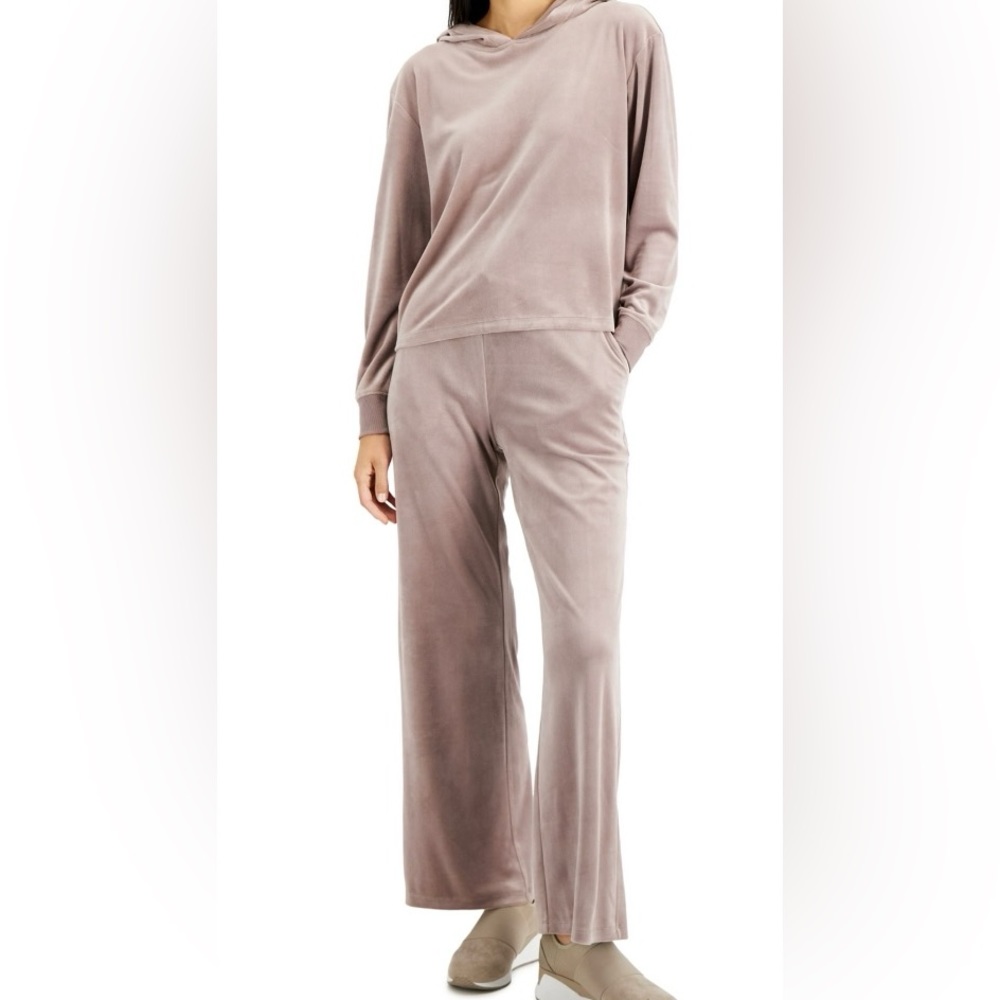 Alfani Women's Long Sleeve Hooded Velour Pajama Set - Lavender Petal- Si…